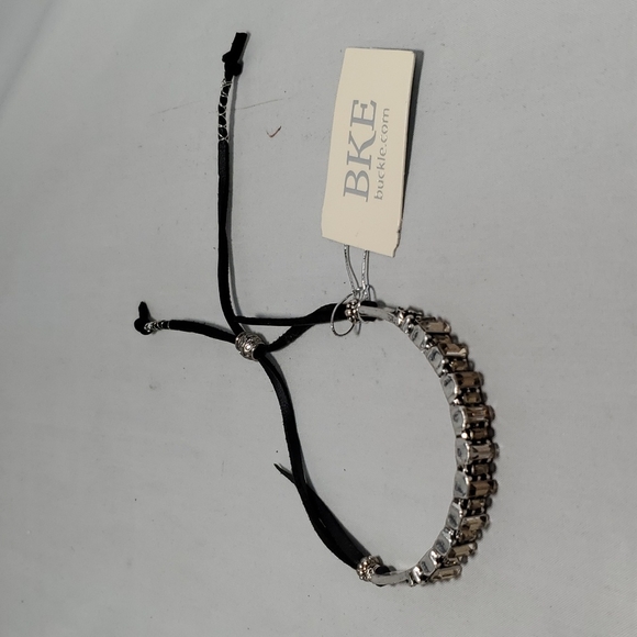 Bke slider bracelet rhinestones and black cord - Picture 2 of 4